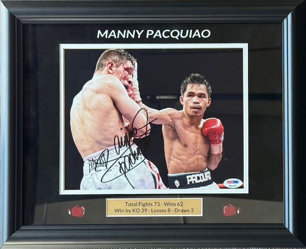 Manny Pacquiao Autographed 8X10 Framed Boxing Photo (PSA)