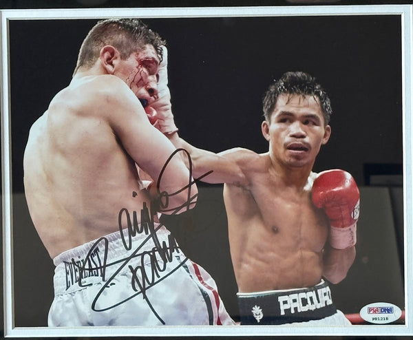 Manny Pacquiao Autographed 8X10 Framed Boxing Photo (PSA)