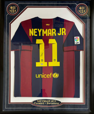 Neymar Jr Autographed Barcelona Home Kit Framed Jersey (Mounted Memories)