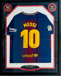 Lionel Messi Autographed Barcelona Home Kit Framed Jersey (Fanatics)