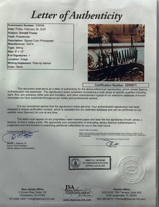 Donald Trump Autographed 8x10 Framed Photo (JSA)