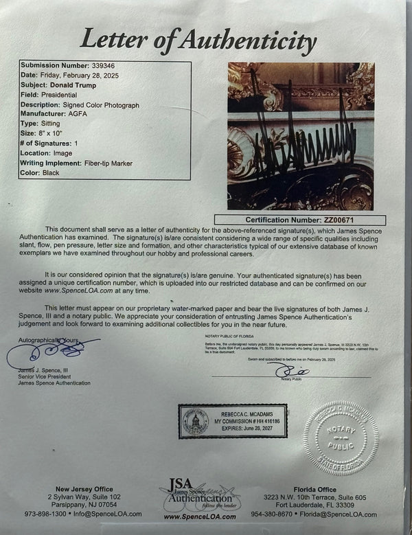 Donald Trump Autographed 8x10 Framed Photo (JSA)