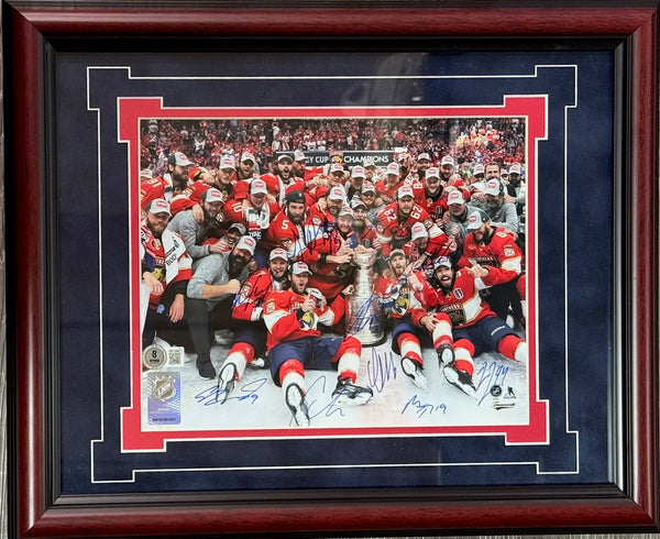 Florida Panthers Multi Signed 2024 Stanley Cup Champions 8x10 Framed Photo (Beckett)