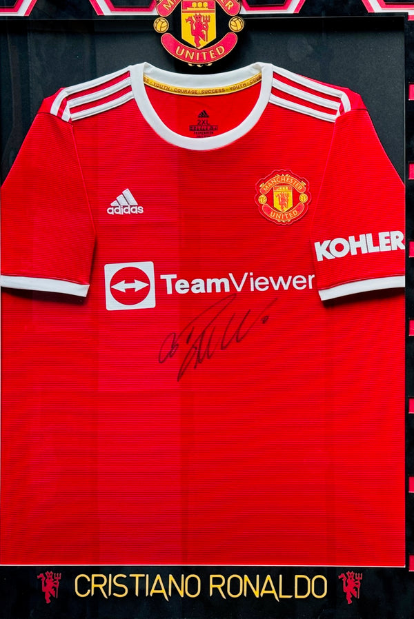 Cristiano Ronaldo Autographed Framed Manchester United Home Kit (BVG)