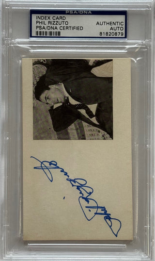 Phil Rizzuto Autographed Index Postcard (PSA)
