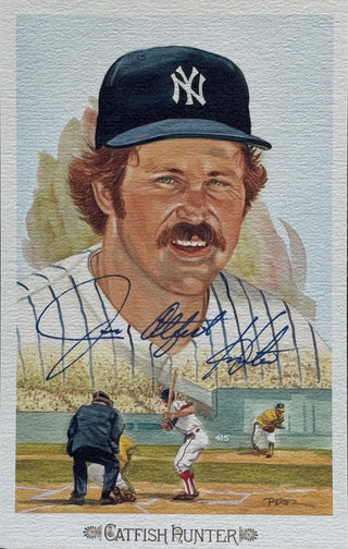 Jim Catfish Hunter Autographed Perez Steele Postcard (JSA)