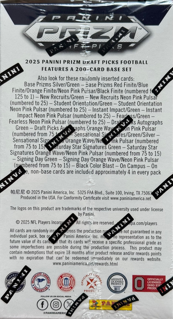 2025 Panini Prizm Draft Picks Collegiate Football Hobby Blaster (Exclusive Neon Pink Pulsar)