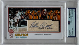 Bill Russell Autographed Full Name Cut Signature PSA Slabbed
