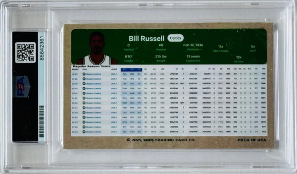 Bill Russell Autographed Full Name Cut Signature PSA Slabbed