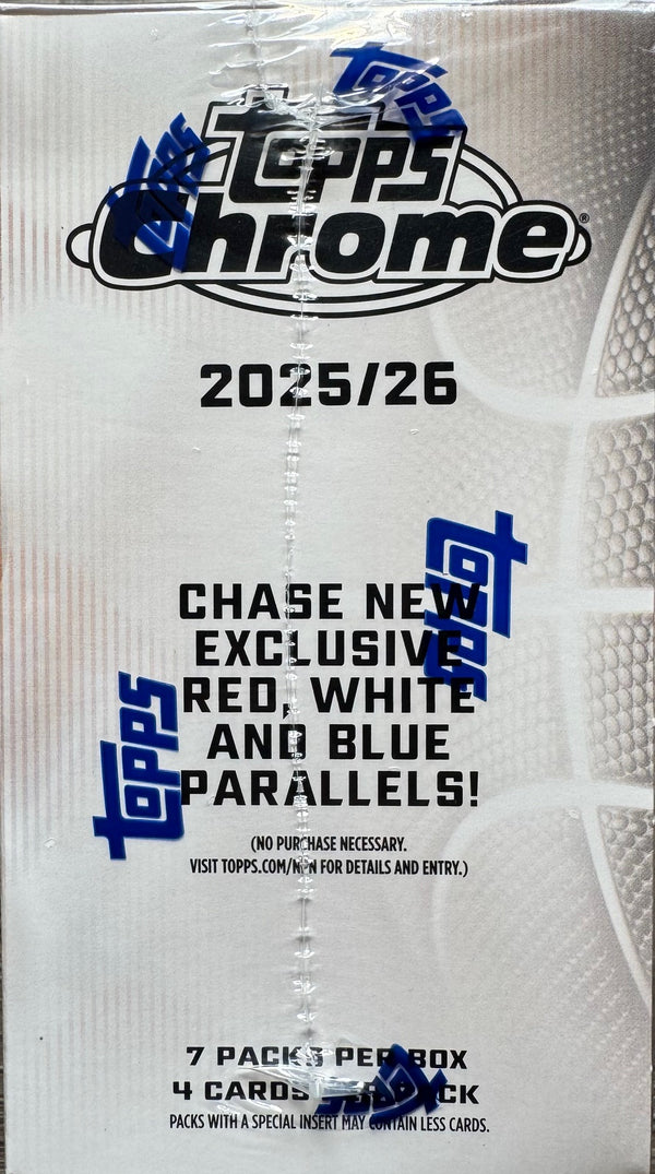 2025-26 Topps Chrome Basketball Blaster Box (Exclusive Red, White and Blue Parallels)