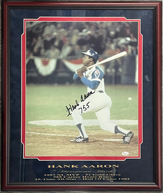 Hank Aaron Autographed Framed 16x20 Photo (JSA)