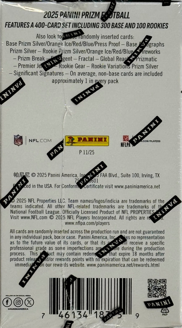 2025 Panini Prizm Football Hobby Blaster Box (Exclusive Orange Ice Prizms)