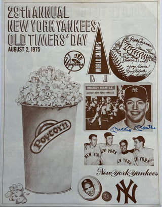 Mickey Mantle Signed 29th Annual Yankees Old Timers Day Program August 2 1975 (PSA)