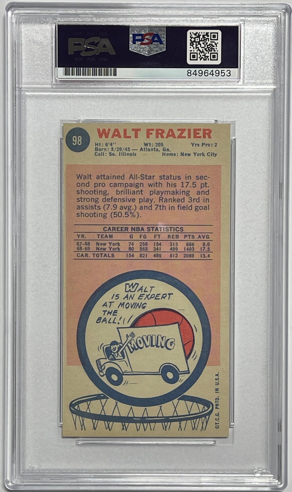 1969-70 Walt Clyde Frazier Signed Multi Inscription Topps Rookie