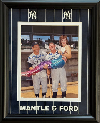 Mickey Mantle & Whitey Ford Autographed 8x10 Framed Baseball Photo (JSA)