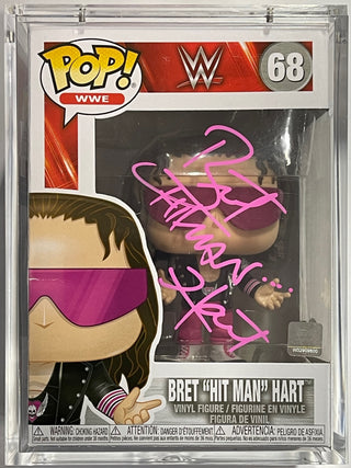 Bret Hit Man Hart Autographed WWE Funko Pop (JSA)