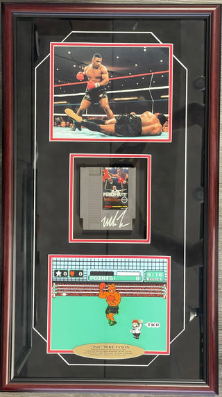 Mike Tyson Autographed Authentic NES Game Framed with two unsigned 8x10s  (JSA)