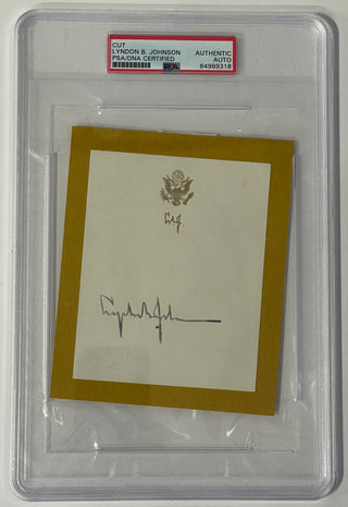 Lyndon Johnson LBJ Signed Cut 36th President of The United States PSA Autograph