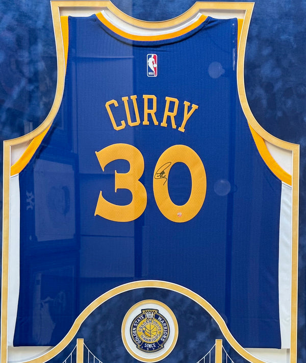 Stephen Curry Autographed Framed Authentic Golden State Warriors Jersey (Steiner)