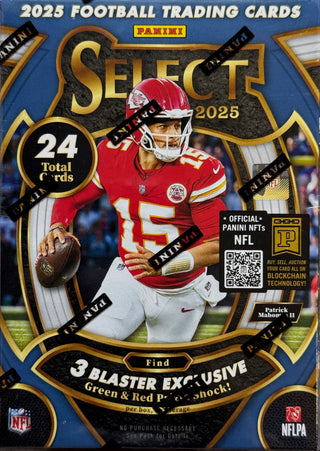 2025 Panini Select Football Hobby Blaster Box (3 Exclusive Green & Red Prizm Shock)
