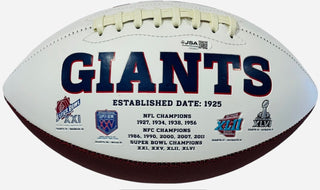 Lawrence Taylor & Phil SimmsAutographed New York Giants Logo Football (JSA)