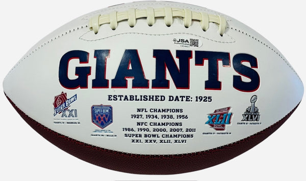 Lawrence Taylor & Phil SimmsAutographed New York Giants Logo Football (JSA)
