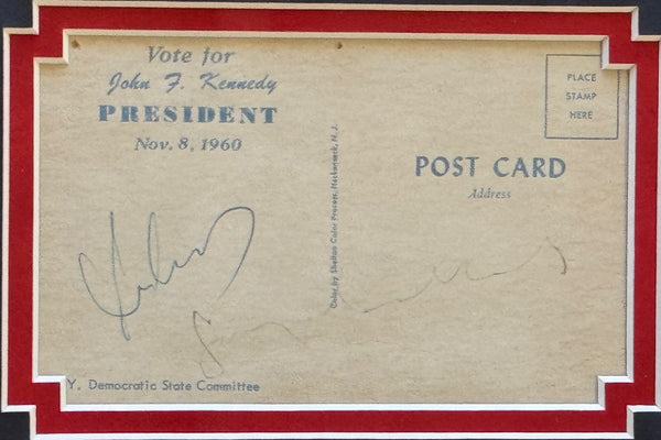 President John F Kennedy & Jacqueline Kennedy Signed Shelton Color Press Postcard (JSA)