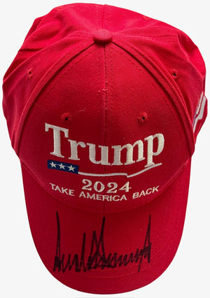 Donald Trump Autographed Red TAKE BACK AMERICA HAT Full Signature (PSA)