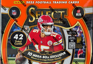 2025 Panini Select Football Hobby Mega Box (10 Mega Exclusive Black & Orange Prizm Shock)