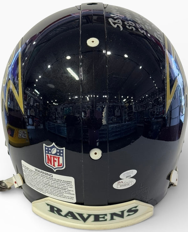 Ray Lewis Autographed Ravens Full Size Authentic Riddell Stat Helmet # 4/52 (JSA)