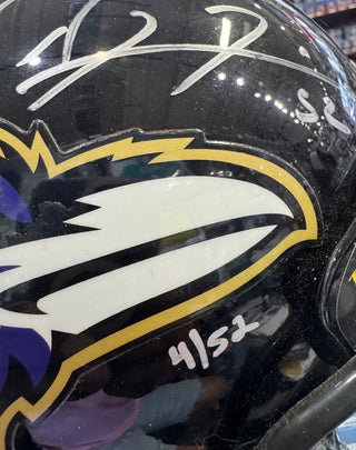 Ray Lewis Autographed Ravens Full Size Authentic Riddell Stat Helmet # 4/52 (JSA)