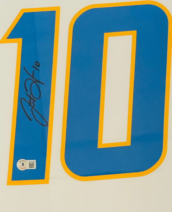 Justin Herbert Autographed Framed Los Angeles Chargers Jersey (Beckett)