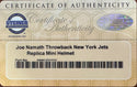 Joe Namath Autographed New York Jets Mini Helmet (Steiner)