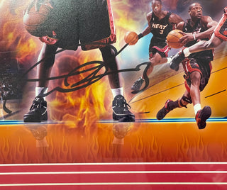 Dwyane Wade Autographed 18x40 Framed Basketball Photo