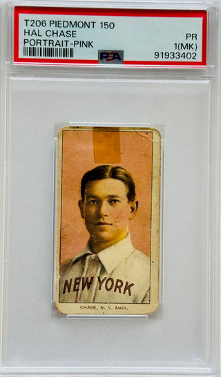 1909 T206 - Hal Chase - Piedmont Pink Portrait Tobacco Card PSA 1(MK)