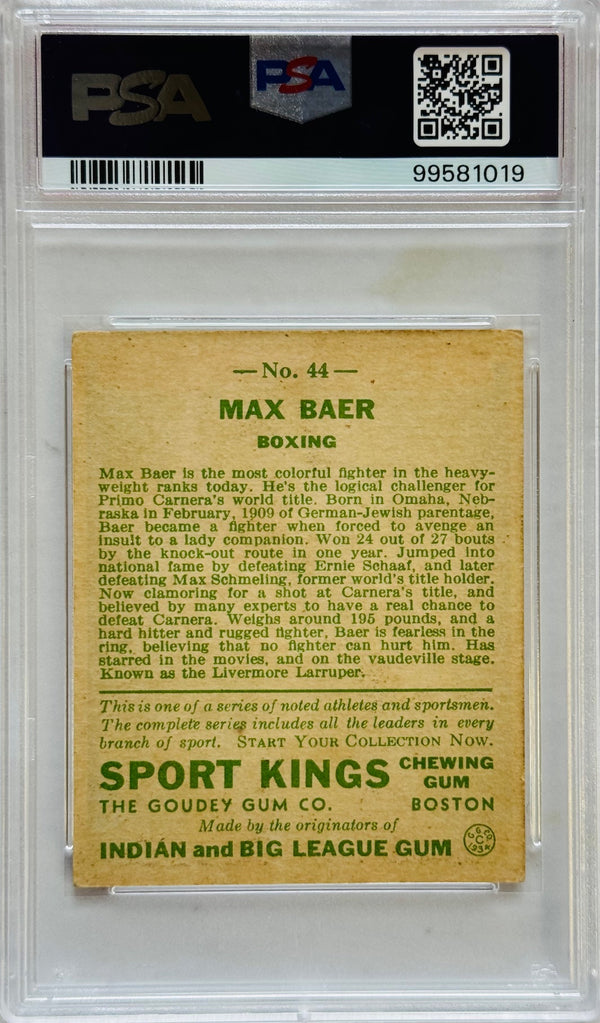 Max Baer 1933 Sport Kings Card #44 (PSA 2)