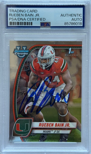 Rueben Bain Jr 2024 Bowman Chrome U Autographed Miami Hurricanes Card #57 (PSA)