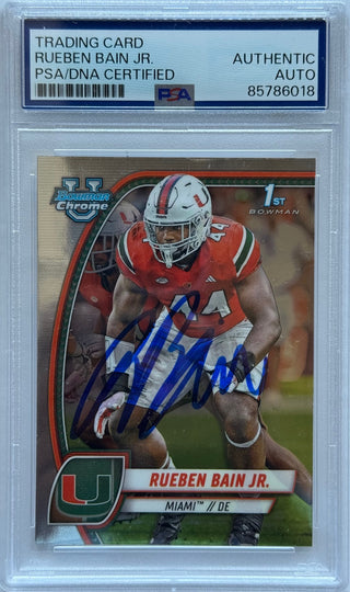 Rueben Bain Jr 2024 Bowman Chrome U Autographed Miami Hurricanes Card #57 (PSA)