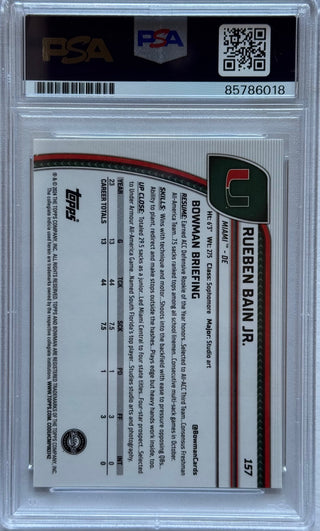 Rueben Bain Jr 2024 Bowman Chrome U Autographed Miami Hurricanes Card #57 (PSA)