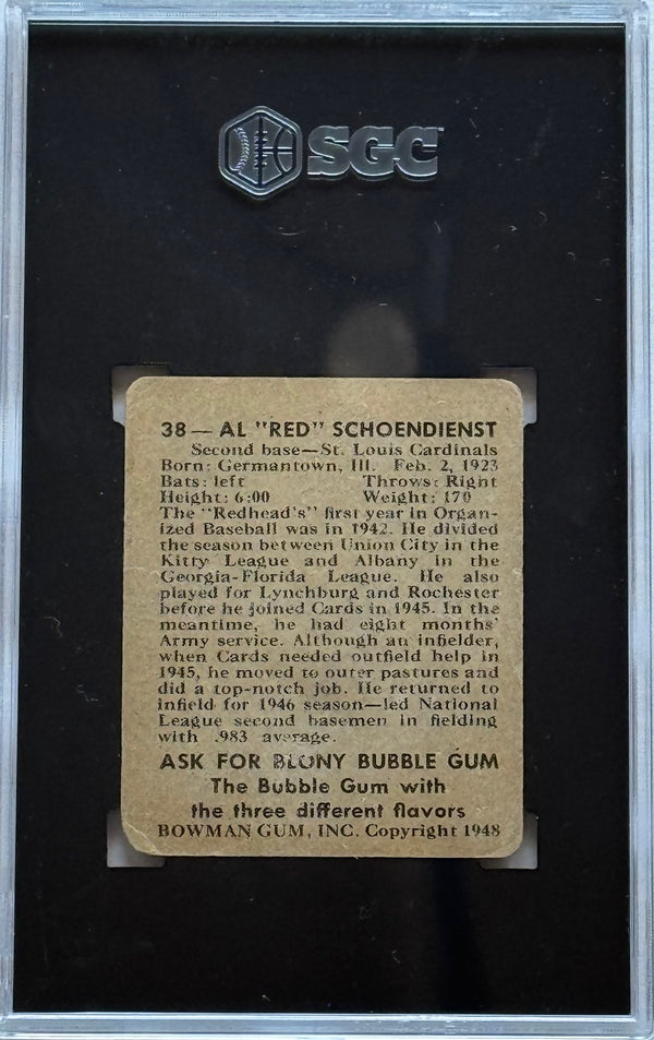Al "Red" Schoendienst 1948 Bowman Card #38 SGC 1