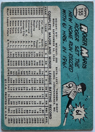 Roger Maris 1965 Topps Baseball Card #155