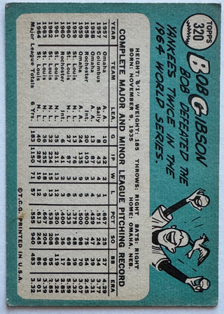 Bob Gibson 1965 Topps Baseball Card #320