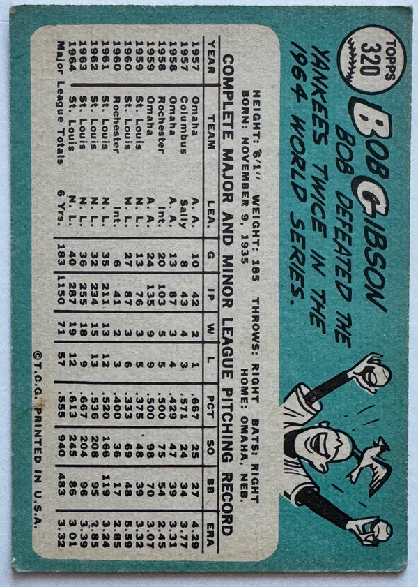 Bob Gibson 1965 Topps Baseball Card #320