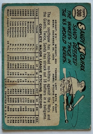 Sandy Koufax 1965 Topps Baseball Card #300