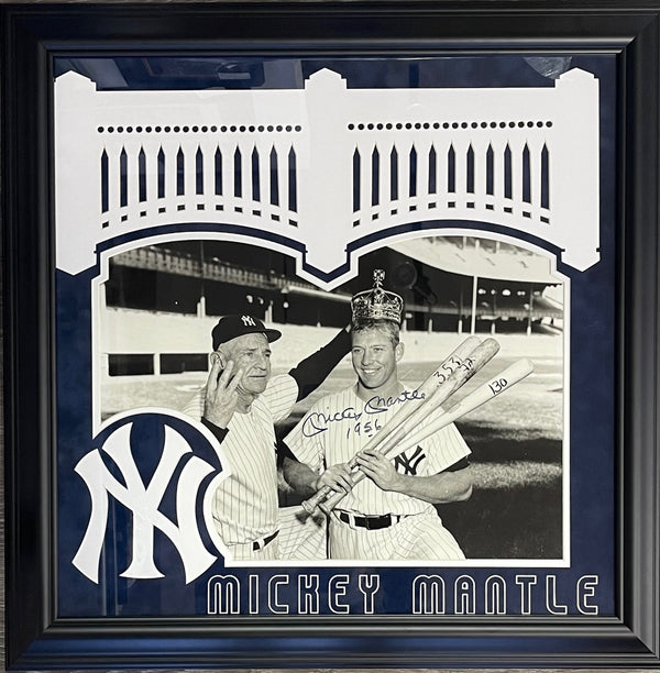 Mickey Mantle Autographed Framed 16x20 Baseball Photo (JSA)