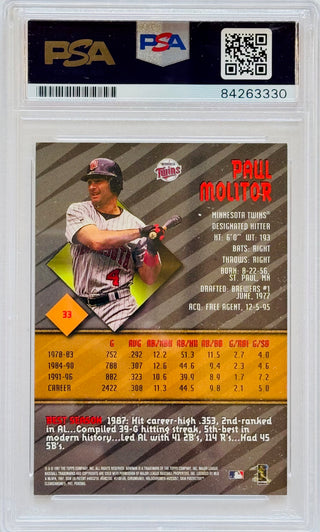 Paul Molitor Autographed 1997 Bowman's Best Card (PSA)