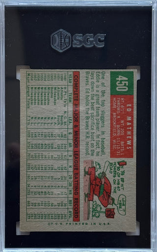 Eddie Mathews 1959 Topps Card #450 (SGC) 4.5
