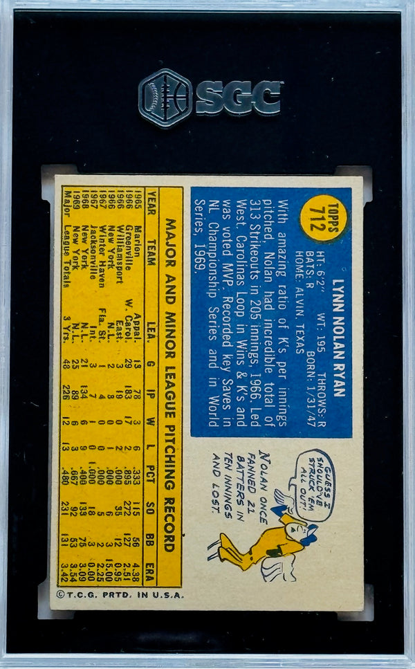 Nolan Ryan 1970 Topps #712 SGC 3 Card