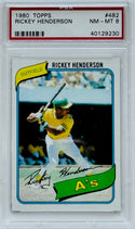 Rickey Henderson 1980 Topps Rookie Card #482 (PSA) NM-MT 8
