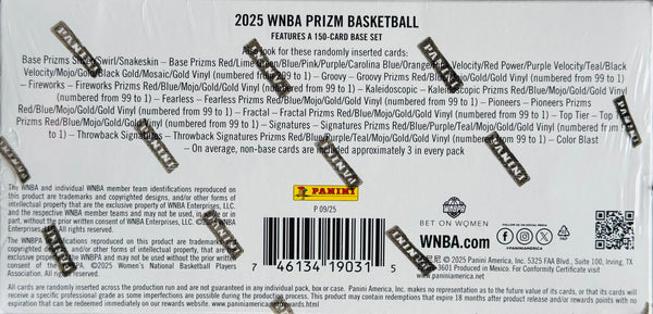 2025 WNBA Panini Prizm Basketball Hobby Box